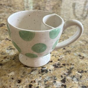 Teacup Mug Grasslands Road Polka Dot Cream & Green Mug Tea Bag Holder